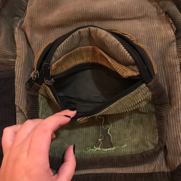 Corduroy Backpack with Mushroom Embroidery - Picture 8 of 8